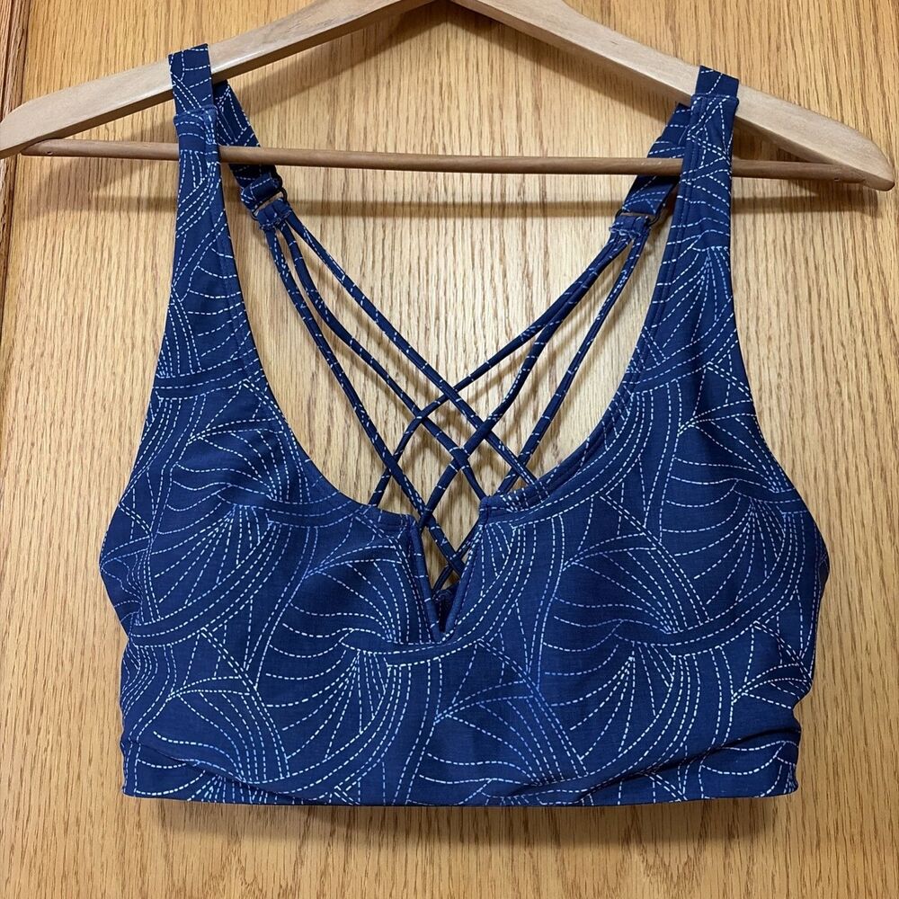 Title Nine Aria Underwire Bikini Top Nautilus Blue 36C Swim Beach Strappy Back